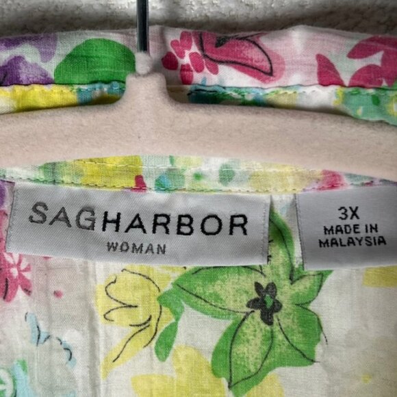 Sag Harbor Womens Button-down 3/4 Sleeve Tunic Plus Size 3X - Picture 2 of 7